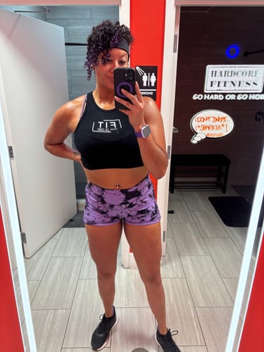 Customer photo review of Salty Savage Ladies "FIT Fuck, I’m Tired" High Neck Sleeveless Crop Tank