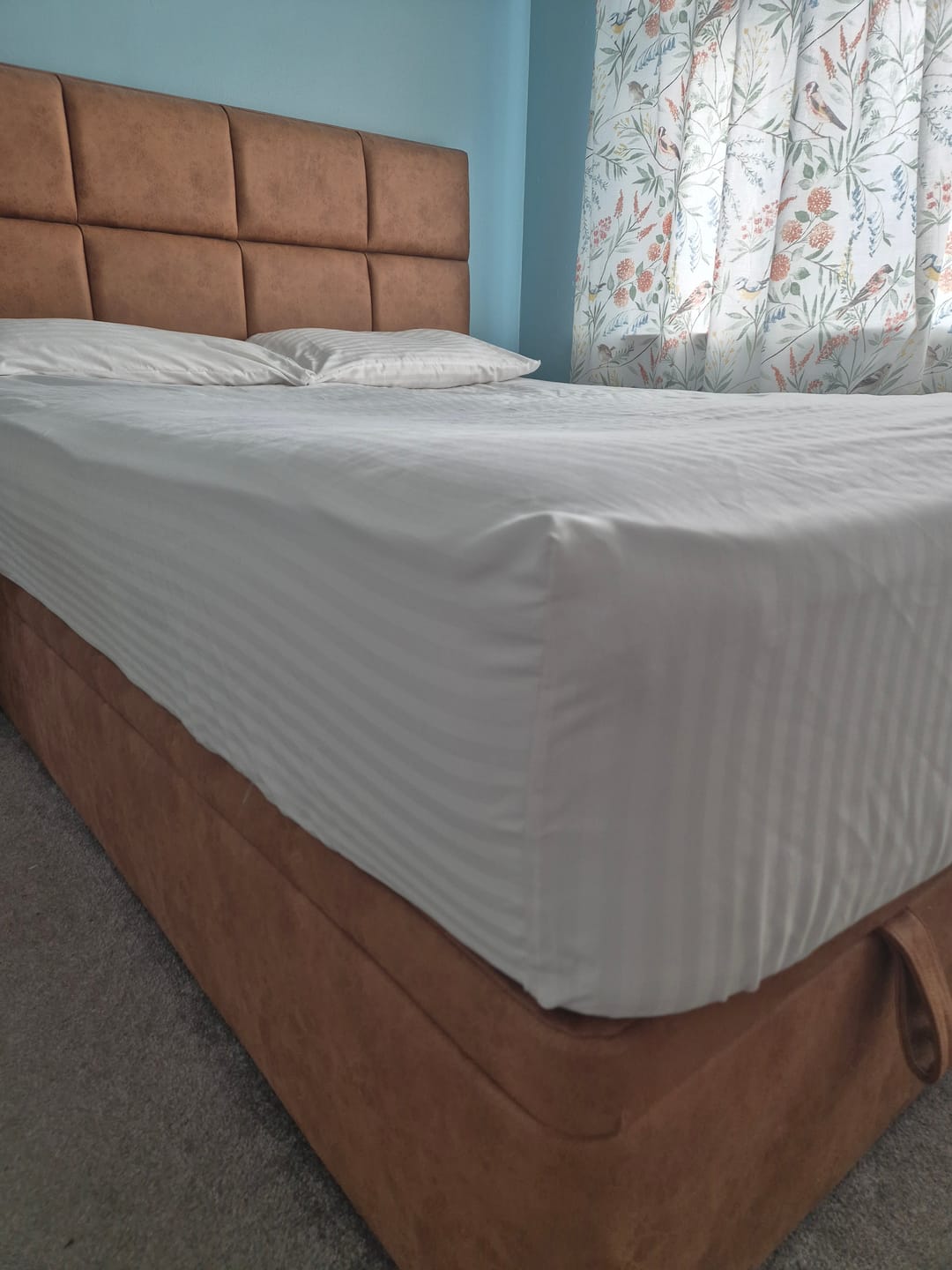 Customer photo review of 100% Cotton Striped White Percale Sheeting Fabric - 118" Wide