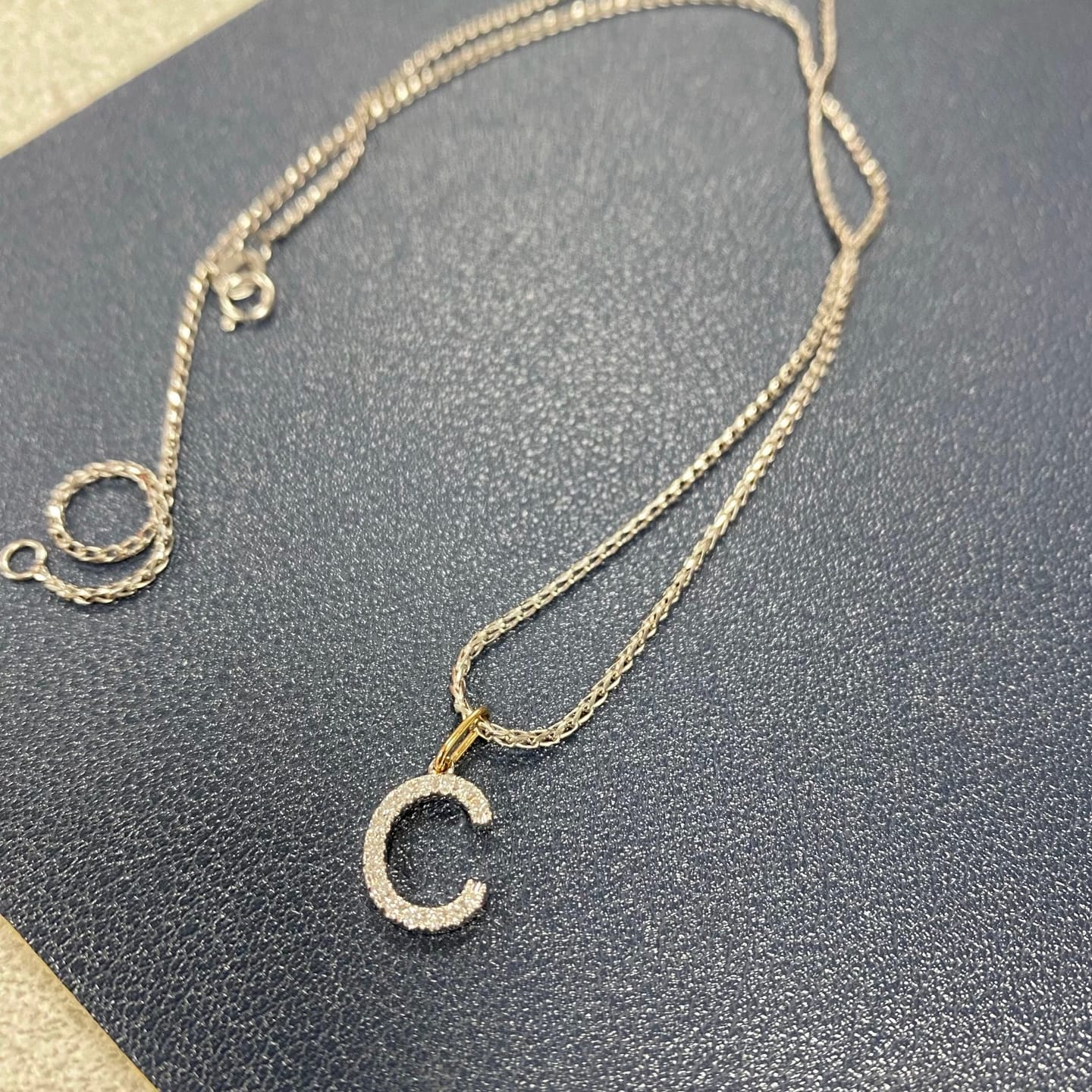 Customer photo review of Moissanite Letter Necklace