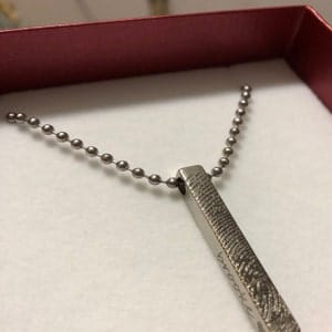 Customer photo review of Custom Fingerprint or Signature 3D Bar Necklace for Men