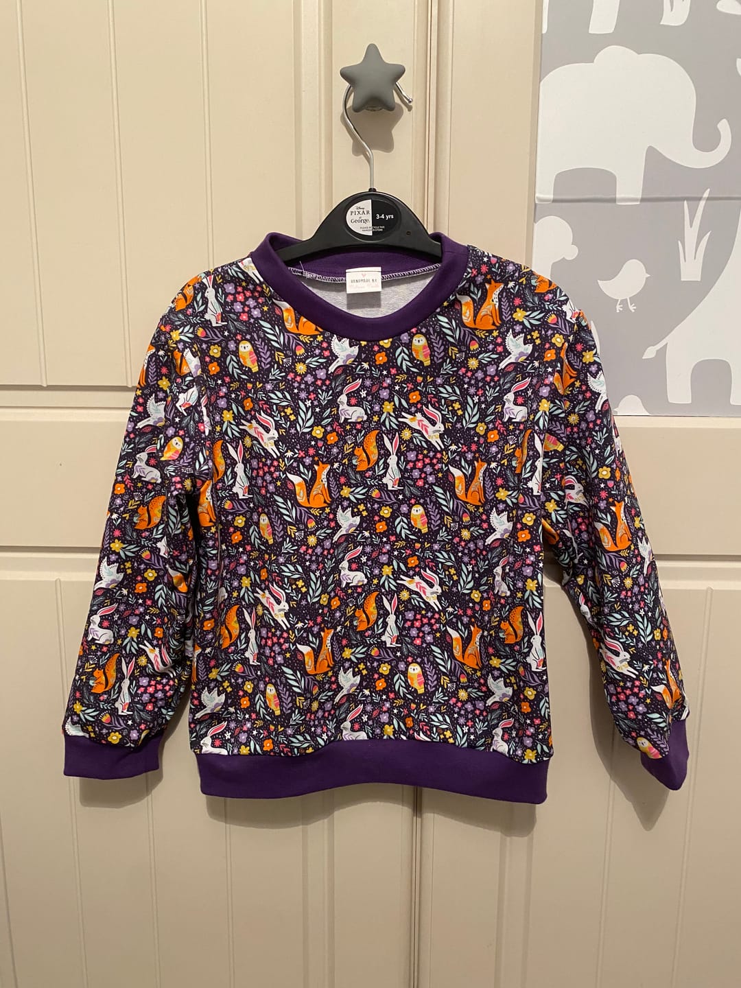 Customer photo review of Forest Animals on Deep Purple French Terry Fabric