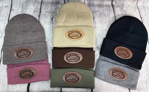 Customer photo review of Custom Leather Patch Beanie