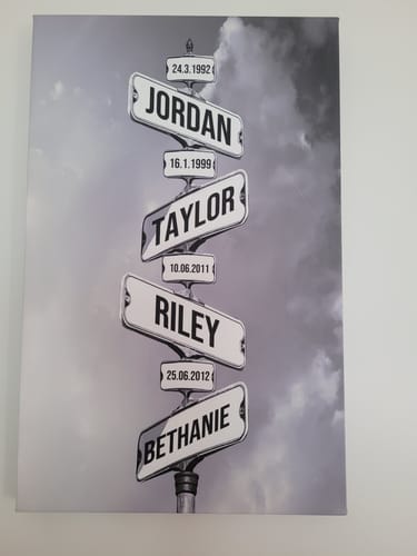 Customer photo review of DATE OF BIRTH OF CHILDREN by Cstm Canvas