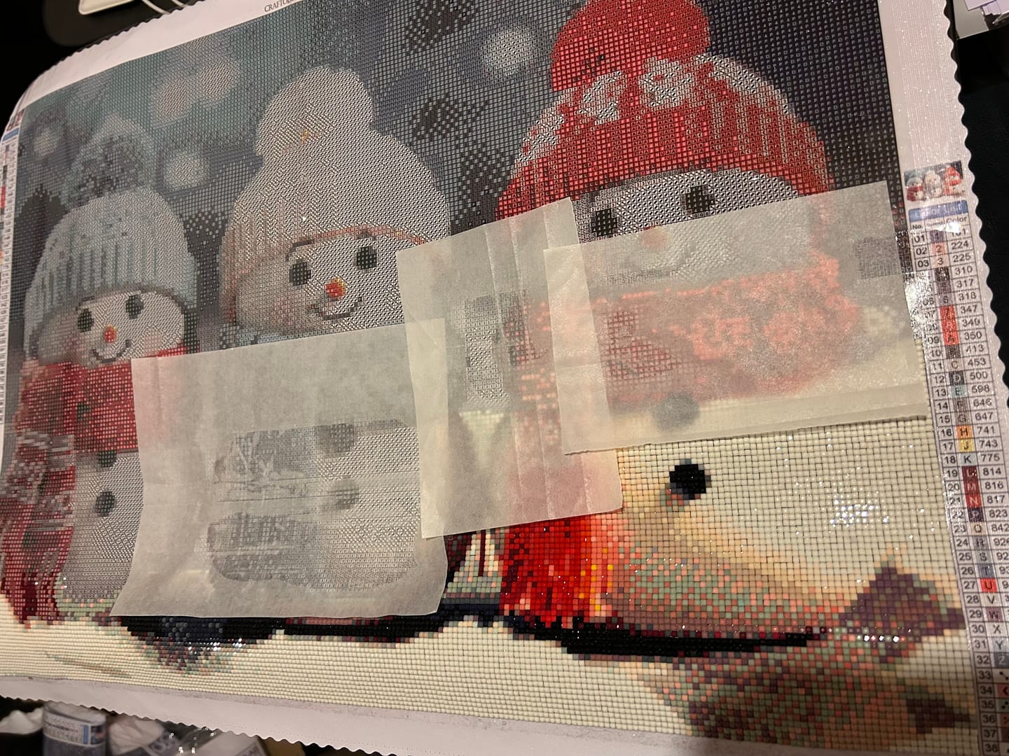 Customer photo review of 3 Snowmen with Scarves - Exclusive Premium Diamond Painting Kit