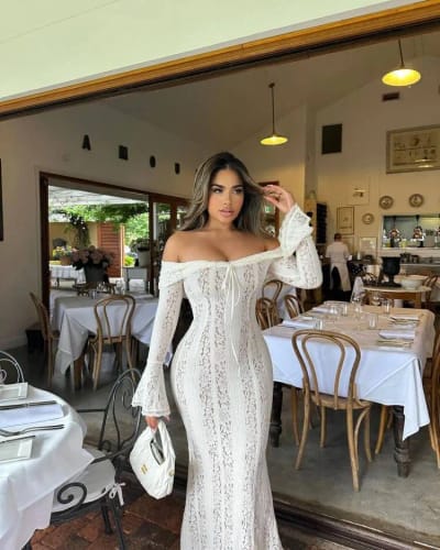Customer photo review of Celeste Off-Shoulder Lace Dress