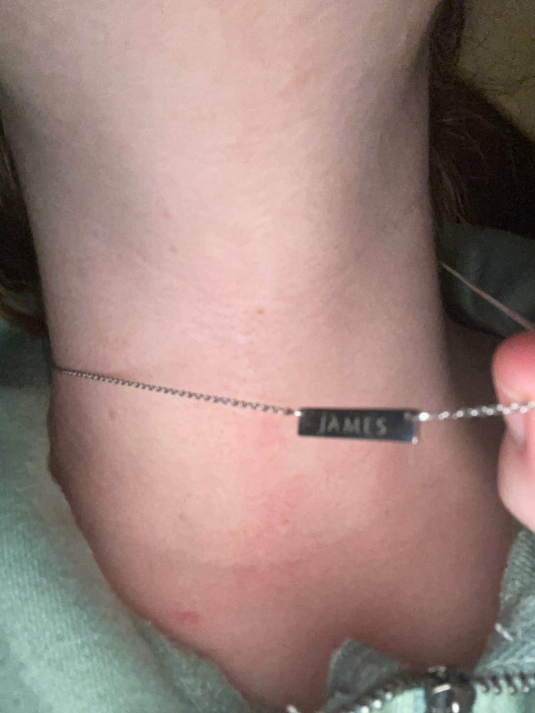 Customer photo review of 2cm Letter Bar Necklace Gold Horizontal