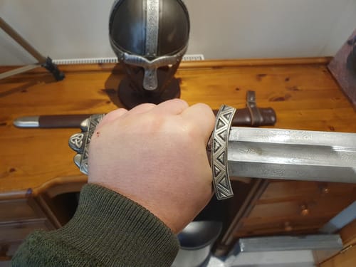 Customer photo review of Damascus Viking Sword - Sharp