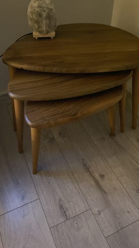 Customer photo review of 3'lü Zigon Sehpa Takımı - Ceviz Ağacı (Ercol Stil)