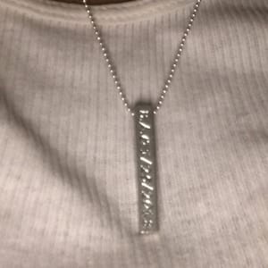 Customer photo review of Dainty Engraved 3D Bar Necklace
