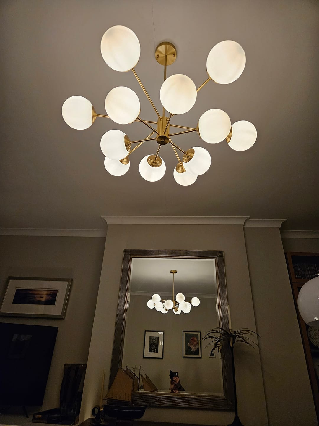 Customer photo review of Opal Glass Globe Sputnik Chandelier