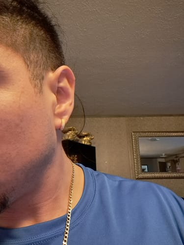 Customer photo review of 3D Hoop VVS Moissanite Earrings .925 Sterling Silver