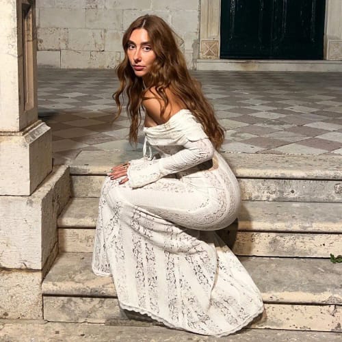 Customer photo review of Celeste Off-Shoulder Lace Dress