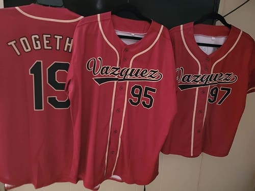 Customer photo review of Custom Black Red-White Classic Style Authentic Baseball Jersey