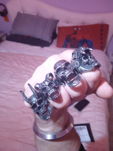 Customer photo review of HORNED SKULL RING