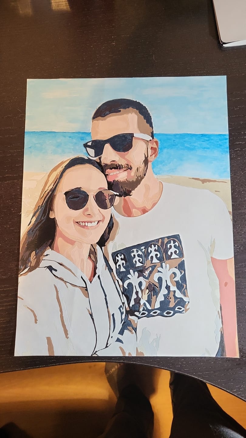 Customer photo review of Special Moments & Memories - Custom Paint by Numbers Kit