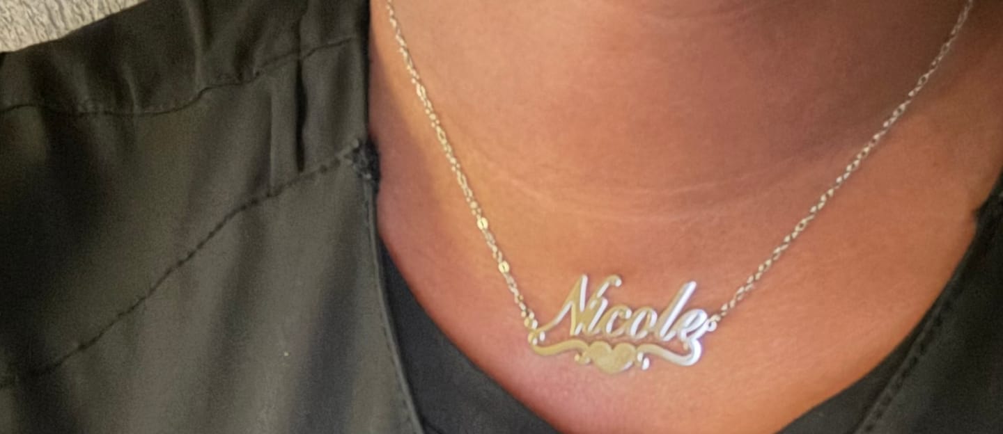Customer photo review of Love Name Necklace