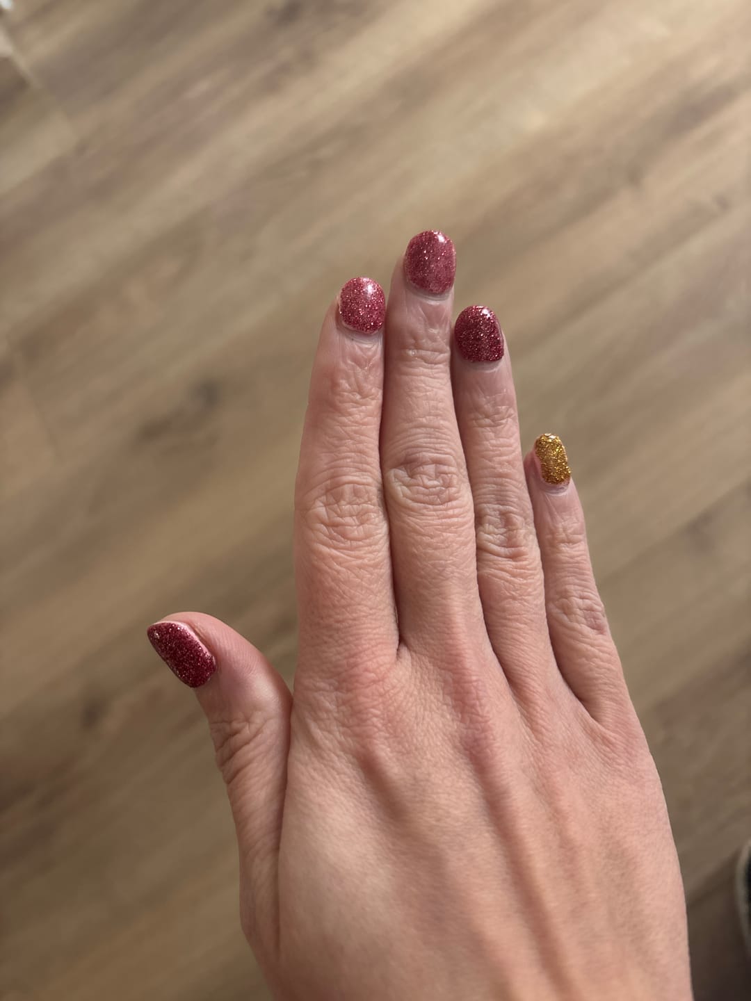 Customer photo review of Candy Pink Glitter Dipping Powder