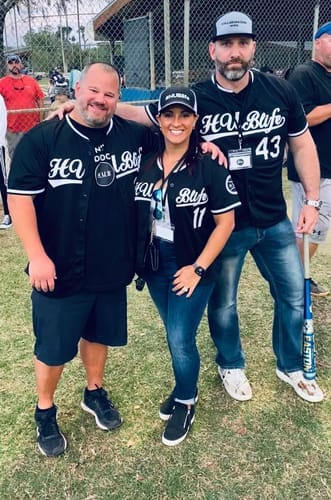 Customer photo review of Custom Black Red-White Hook Split Fashion Authentic Baseball Jersey
