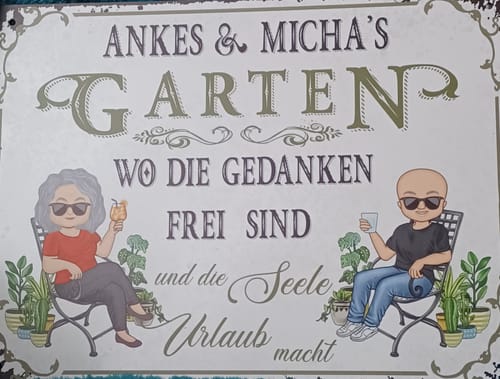 Customer photo review of Personalisiertes Gartenschild mit Namen Anpassbar
