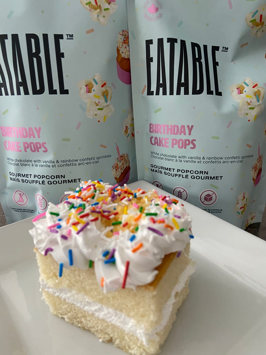 Customer photo review of Birthday Cake Pops (3.8oz) - White Chocolate Kettle Corn