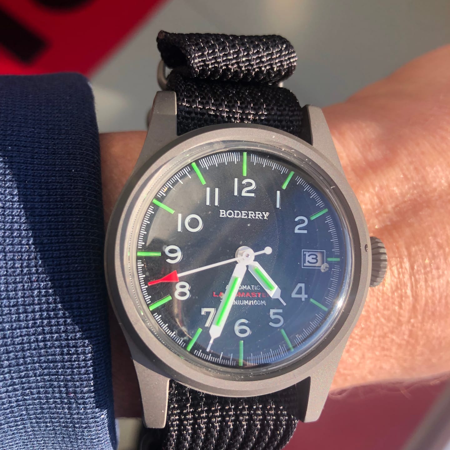 Customer photo review of LANDMASTER - 100M Waterproof Titanium Automatic Field Watch | Black