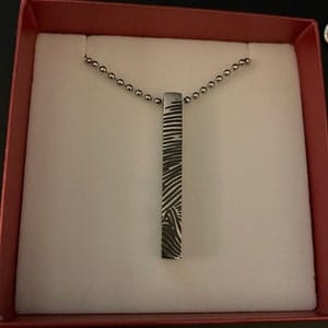 Customer photo review of Custom Fingerprint or Signature 3D Bar Necklace for Men