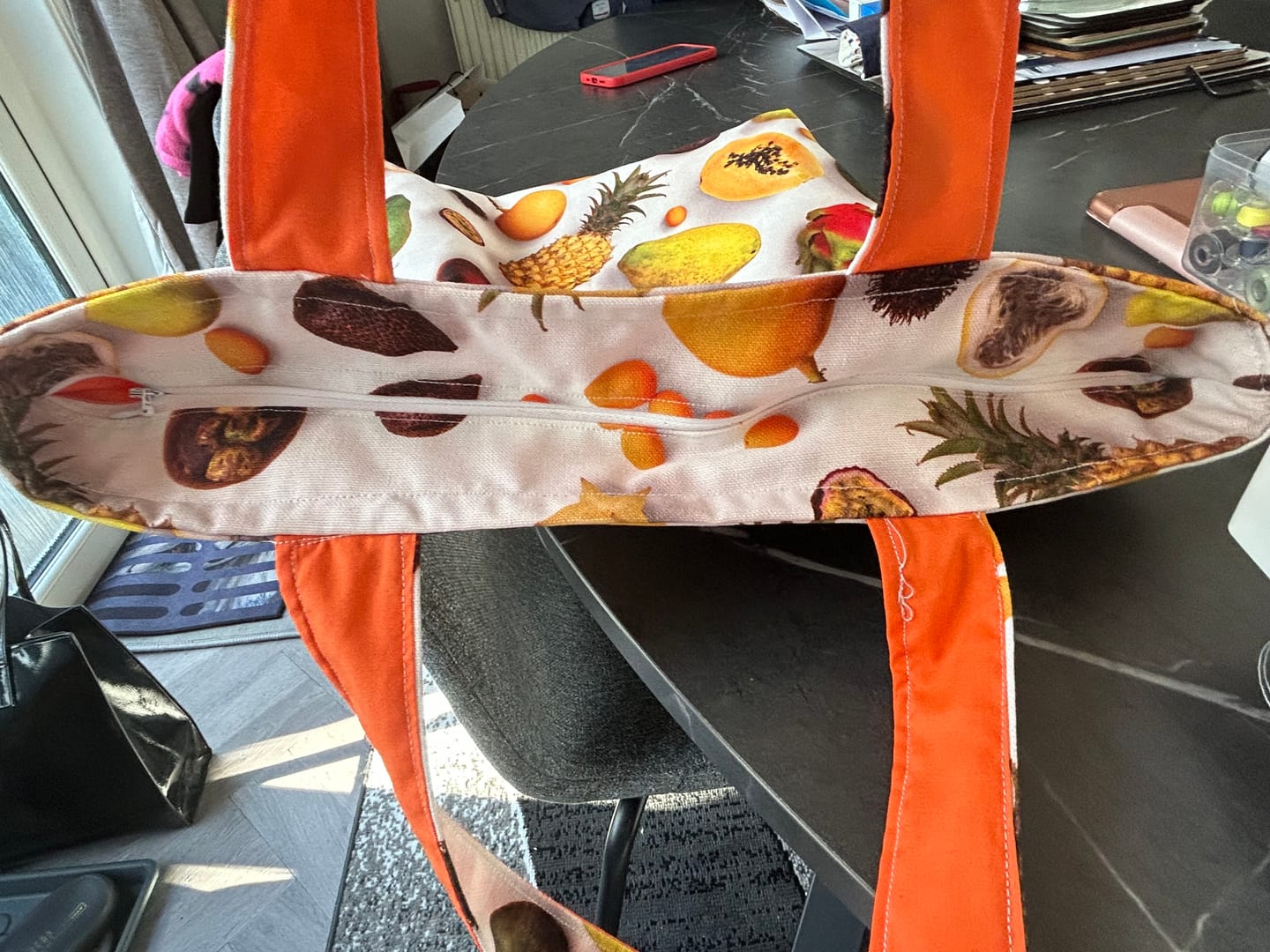 Customer photo review of Tropical Fruits Cotton Canvas Fabric