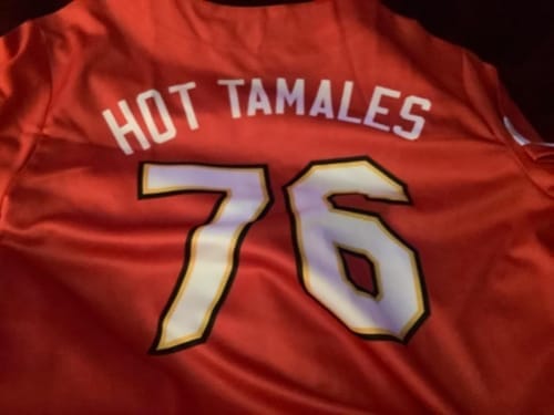 Customer photo review of Custom Black Red-White Classic Style Authentic Baseball Jersey