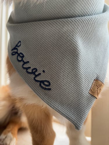 Customer photo review of Custom Name Embroidered Bandana