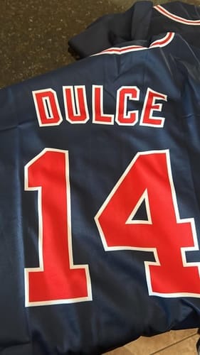 Customer photo review of Custom Mens Personalized Pinstripe Baseball Jersey Team Sport Uniforms