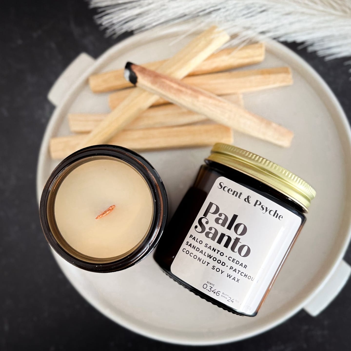 Customer photo review of Palo Santo Scented Candle   - 4oz Amber Jar