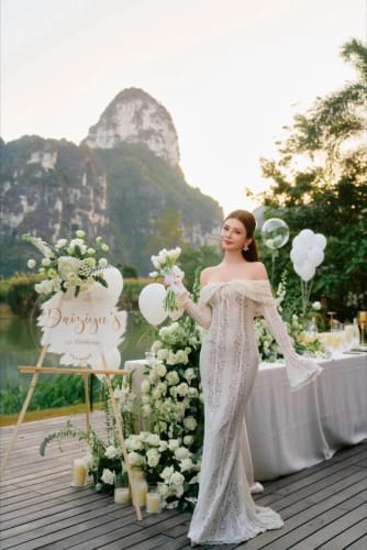 Customer photo review of Celeste Off-Shoulder Lace Dress