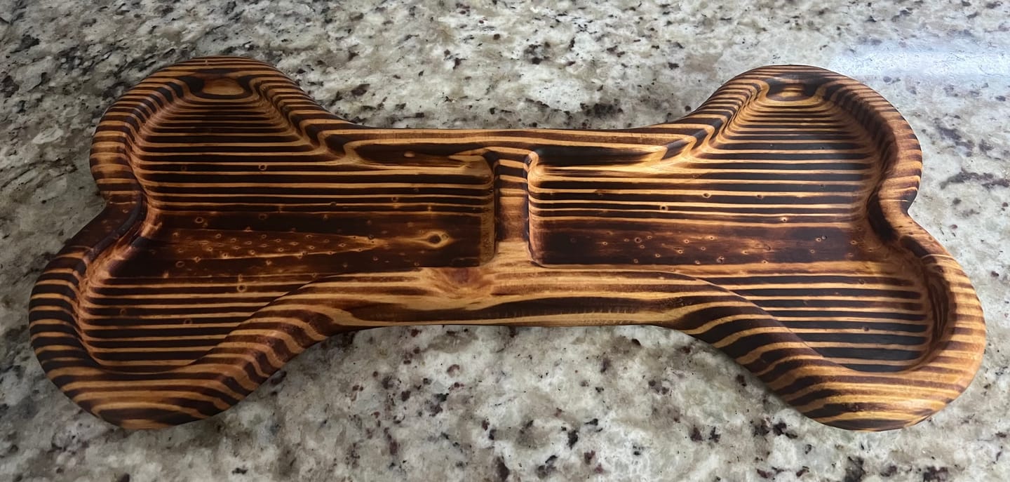 Customer photo review of Two Pocket Dog Bone Tray Acrylic Router Template