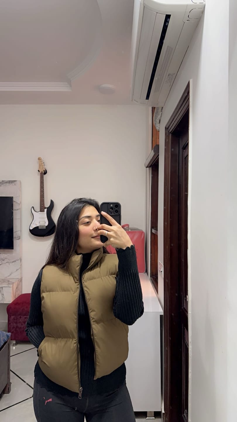 Customer photo review of Women Puff Jacket-Brown With Pocket