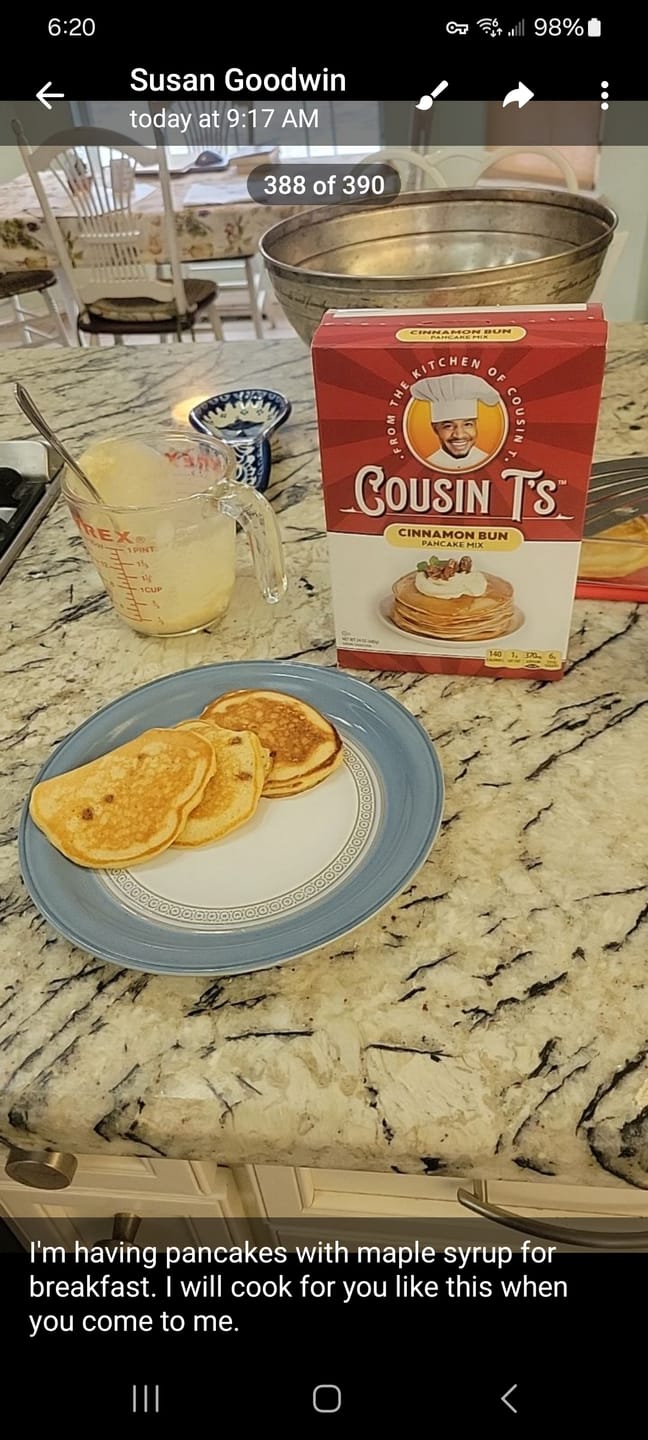 Customer photo review of Cousin T's Cinnamon Bun Gourmet Pancake Mix (2 Pack)