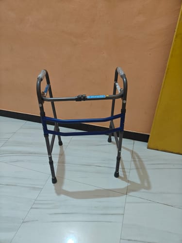 Customer photo review of Dura Max Walker (Aluminium) | Foldable Walking Aid | Adjustable Height  | Light Weight | With Premium Grade Rubber Shoes and PVC Grip  (Grey)