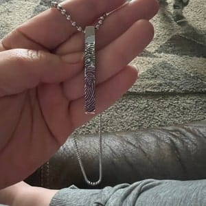 Customer photo review of Custom Fingerprint or Signature 3D Bar Necklace for Men