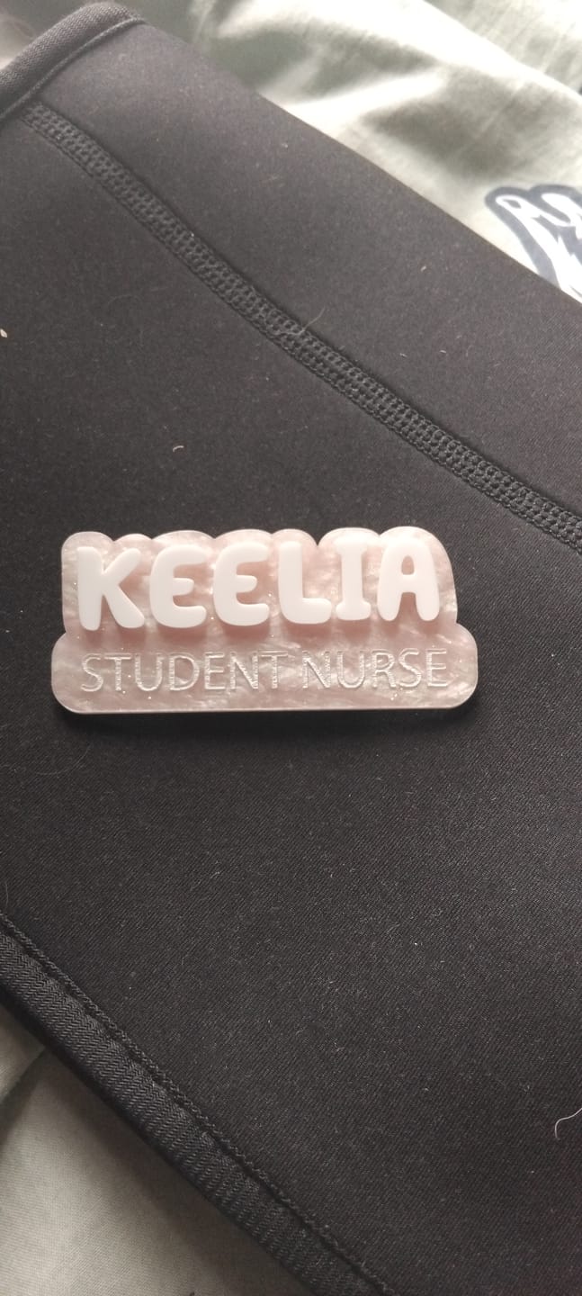 Customer photo review of Pearlescent Swirl Name Badges