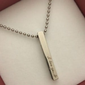 Customer photo review of Custom Fingerprint or Signature 3D Bar Necklace for Men