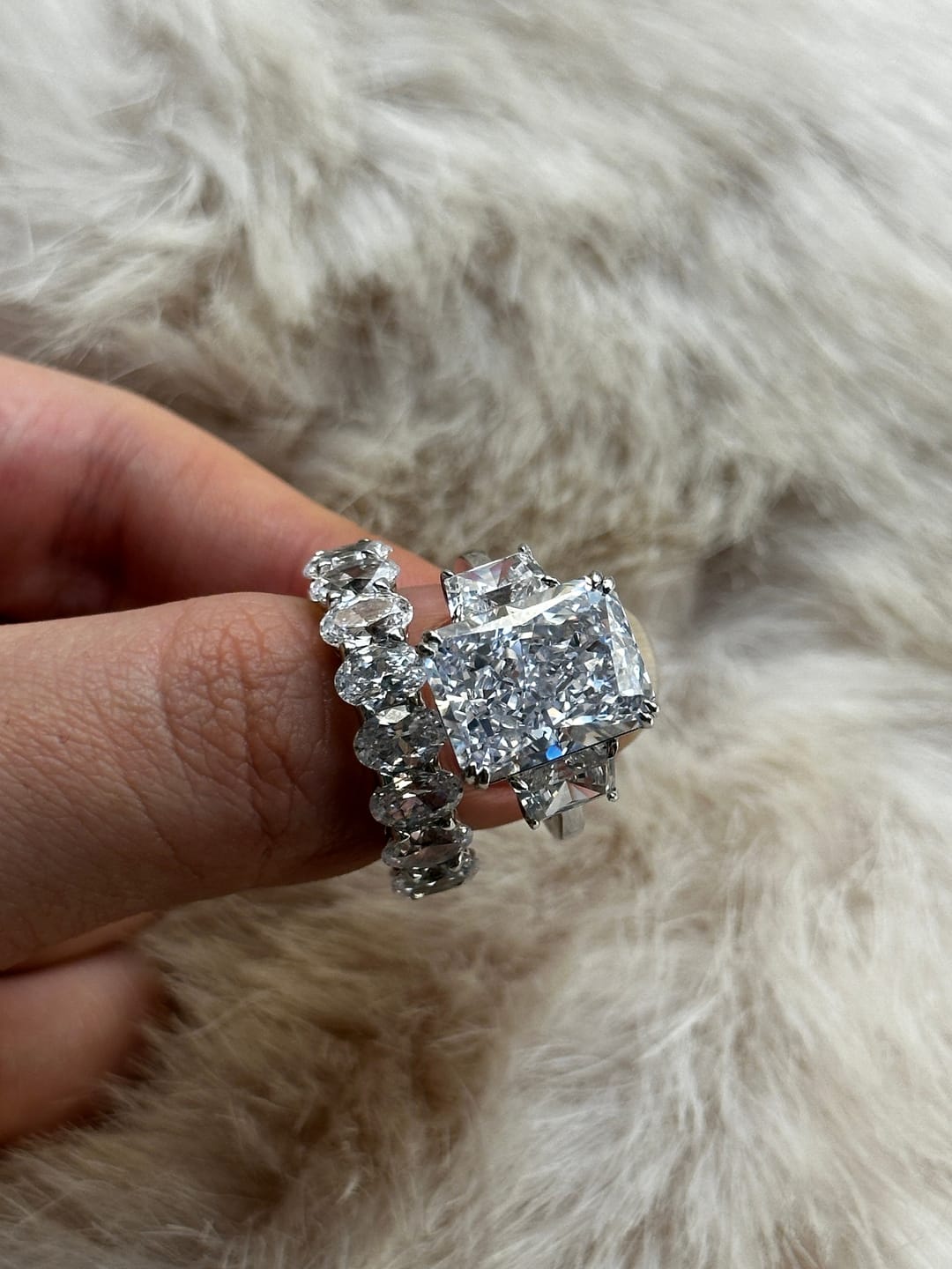 Customer photo review of S925 8 Ct Louily Luxurious Three Stone Radiant Cut Wedding Set In Sterling Silver