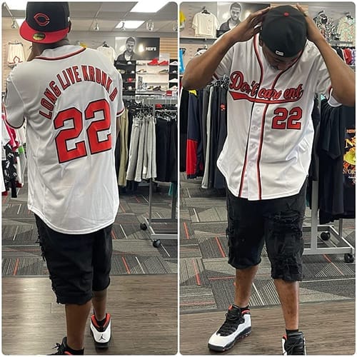 Customer photo review of Custom Black Red-White Classic Style Authentic Baseball Jersey