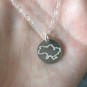 Customer photo review of Personalized Map of Ukraine Disc Pendant Necklace
