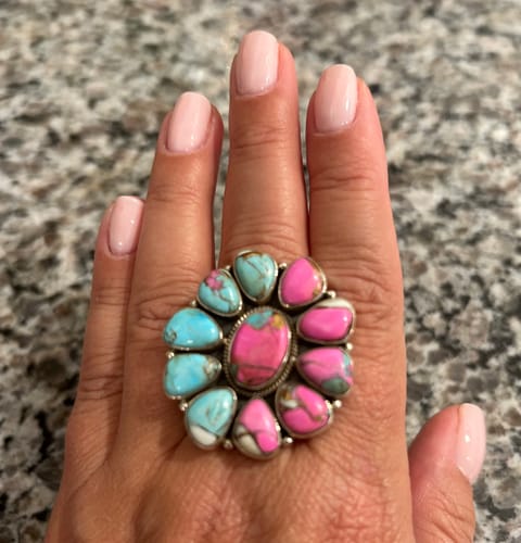 Customer photo review of Handmade Cotton Candy Sterling Adjustable Naja Ring