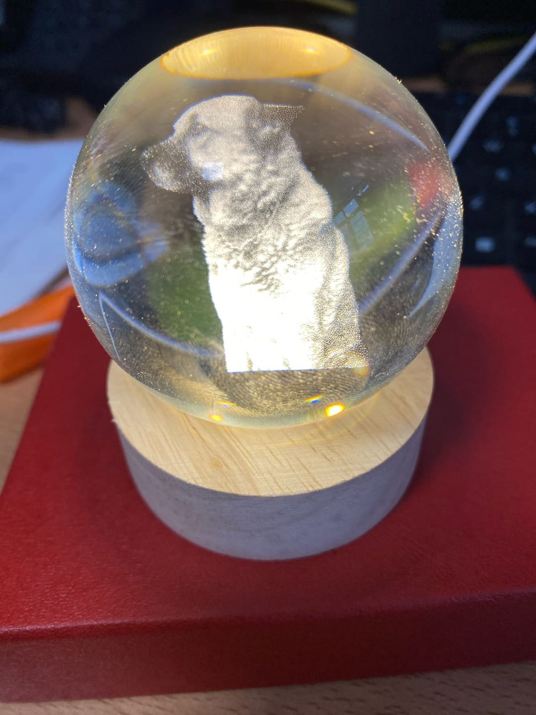 Customer photo review of Esfera de cristal Personalizable