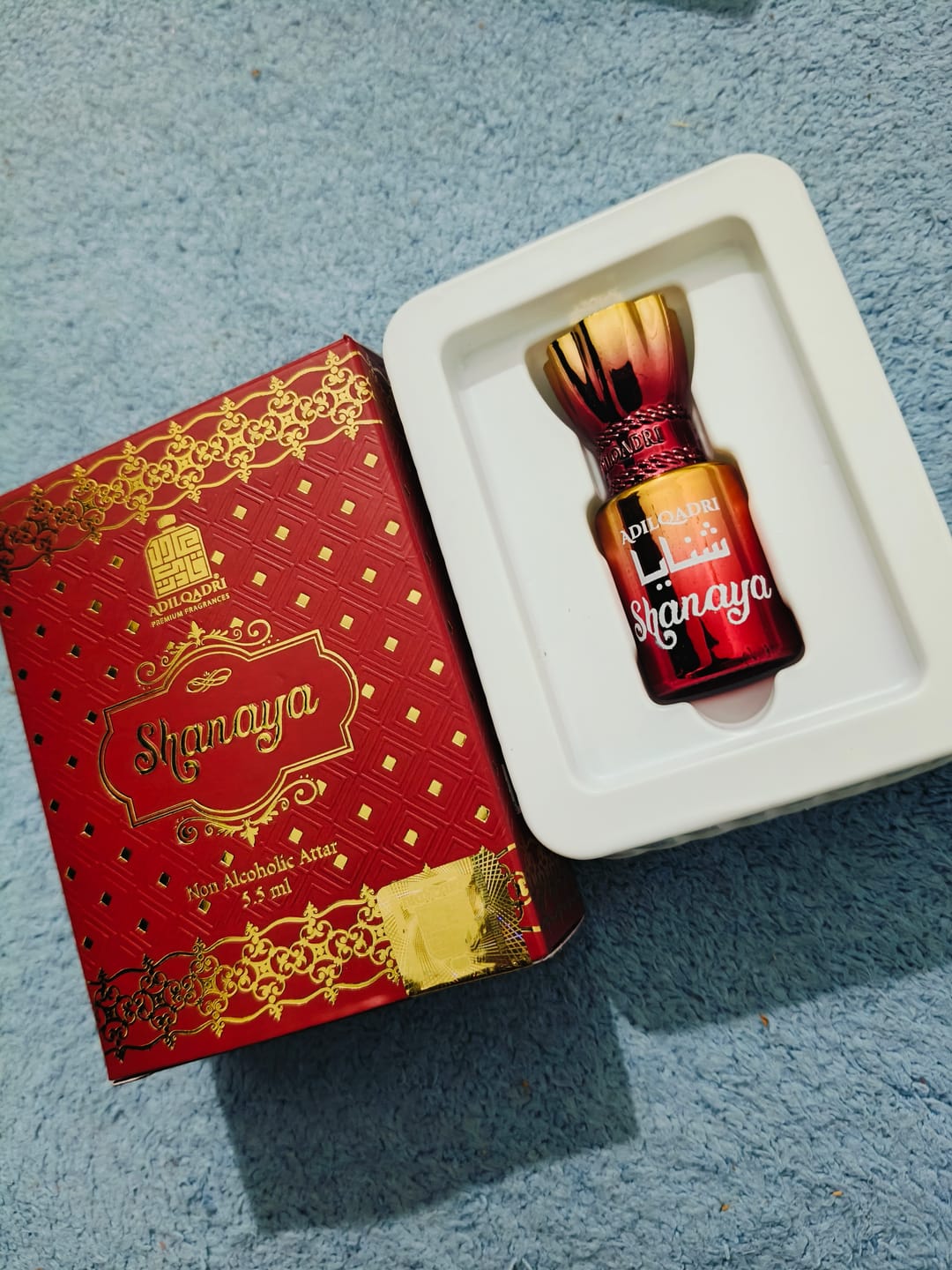 Customer photo review of 2 Pcs Attar Set Shanaya And AQ 365 5.5 Ml Each