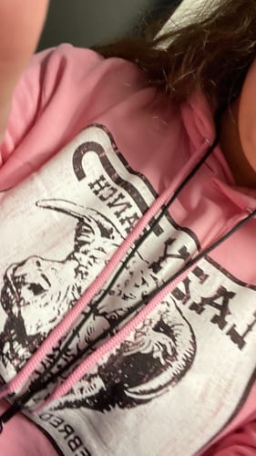Customer photo review of Lazy J Ranch Willow Cattle Headquarters Pullover Hoodie - Pink