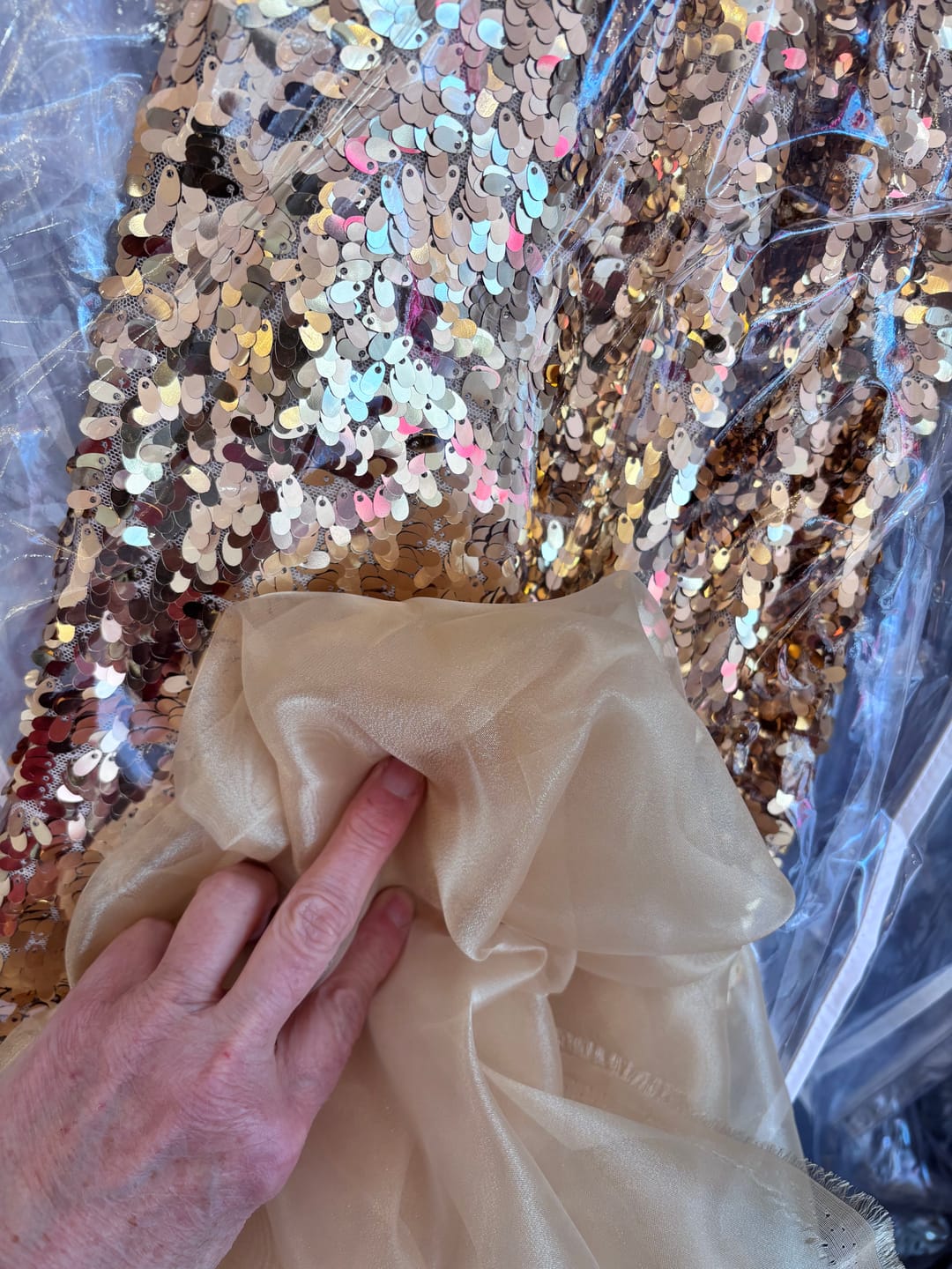 Customer photo review of Gold Champagne Crystal Organza