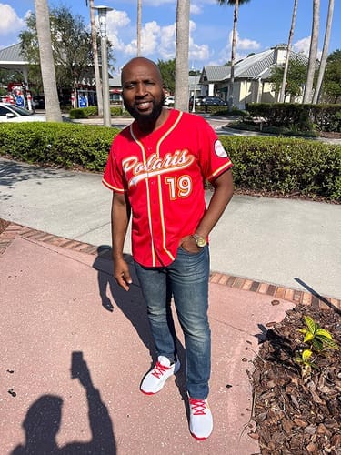 Customer photo review of Custom Red Navy-White Classic Style Authentic Baseball Jersey