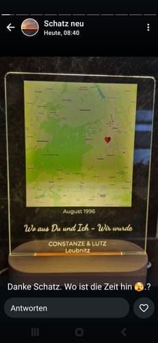 Kundenbewertung mit Foto zu "Unser Ereignis" - Personalisiertes Nachtlicht (inkl. Holzfuß)