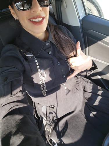 Customer photo review of NEV Dark Gothic Exposed Waist Skirt Suit